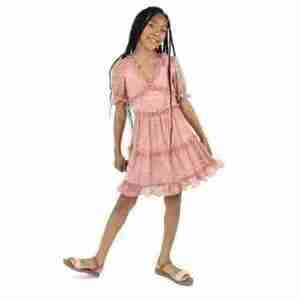 Rare Editions V-Neck Floral-Clip-Dot-Chiffon Dress & Necklace, 2 Piece